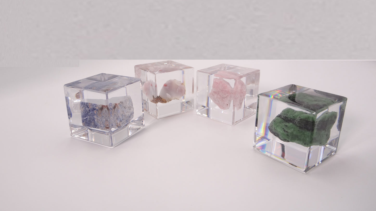 Minerals in Acrylic block